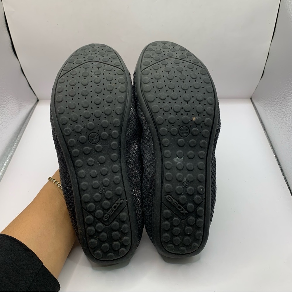 Geox Respira Ballet Flats Italian patent grey & black comfort office sz39 US 8.5 - Picture 4 of 8